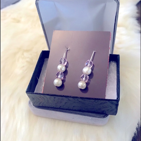 💕Handmade w/💝Faux Pearls, Clear Pink Beaded Ear - Picture 2 of 16